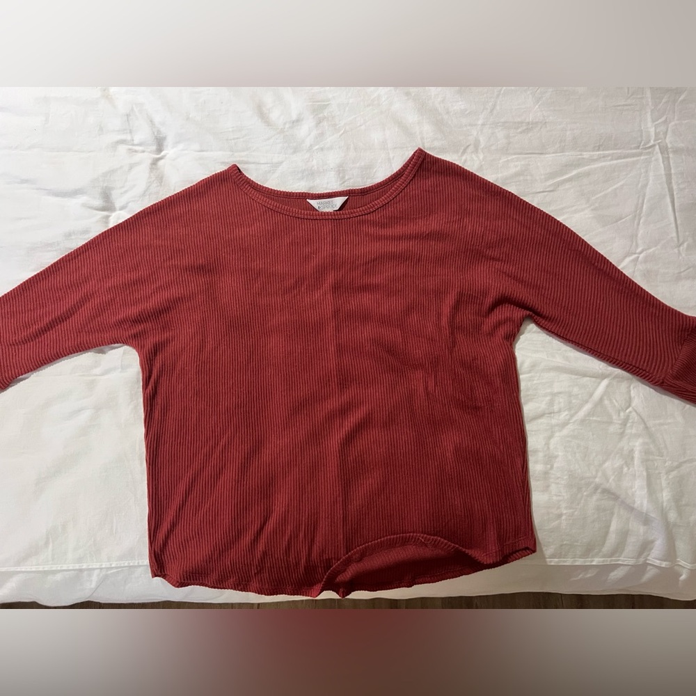 Market & Spruce Red Ribbed Sweater